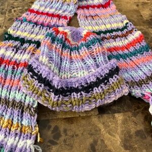 Colorful Striped Knit Hat and Scarf Set